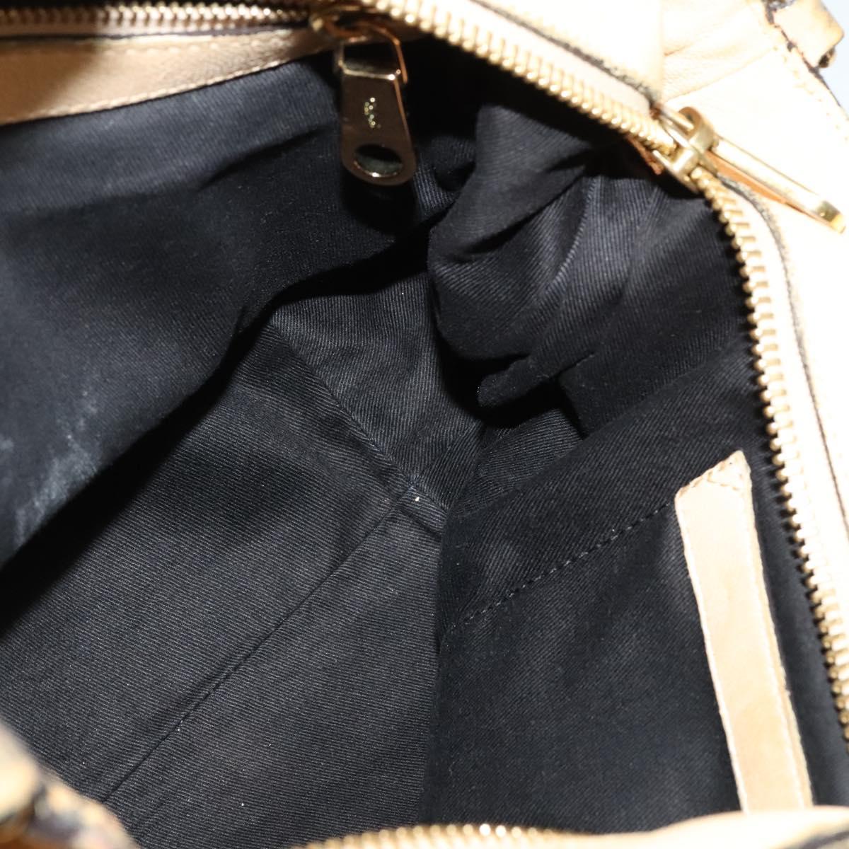 Chloe Etel Hand Bag Leather 2way Beige Gold Auth am9018
