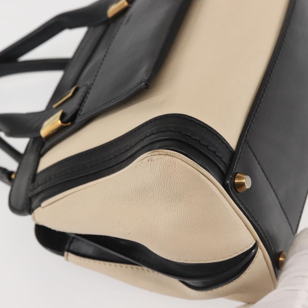 Chloe Alice Hand Bag Leather 2way Beige Black gold Auth am9027