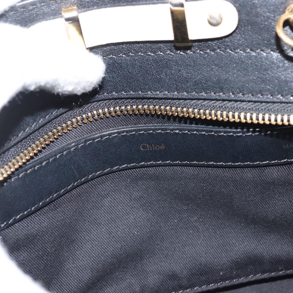 Chloe Alice Hand Bag Leather 2way Beige Black gold Auth am9027