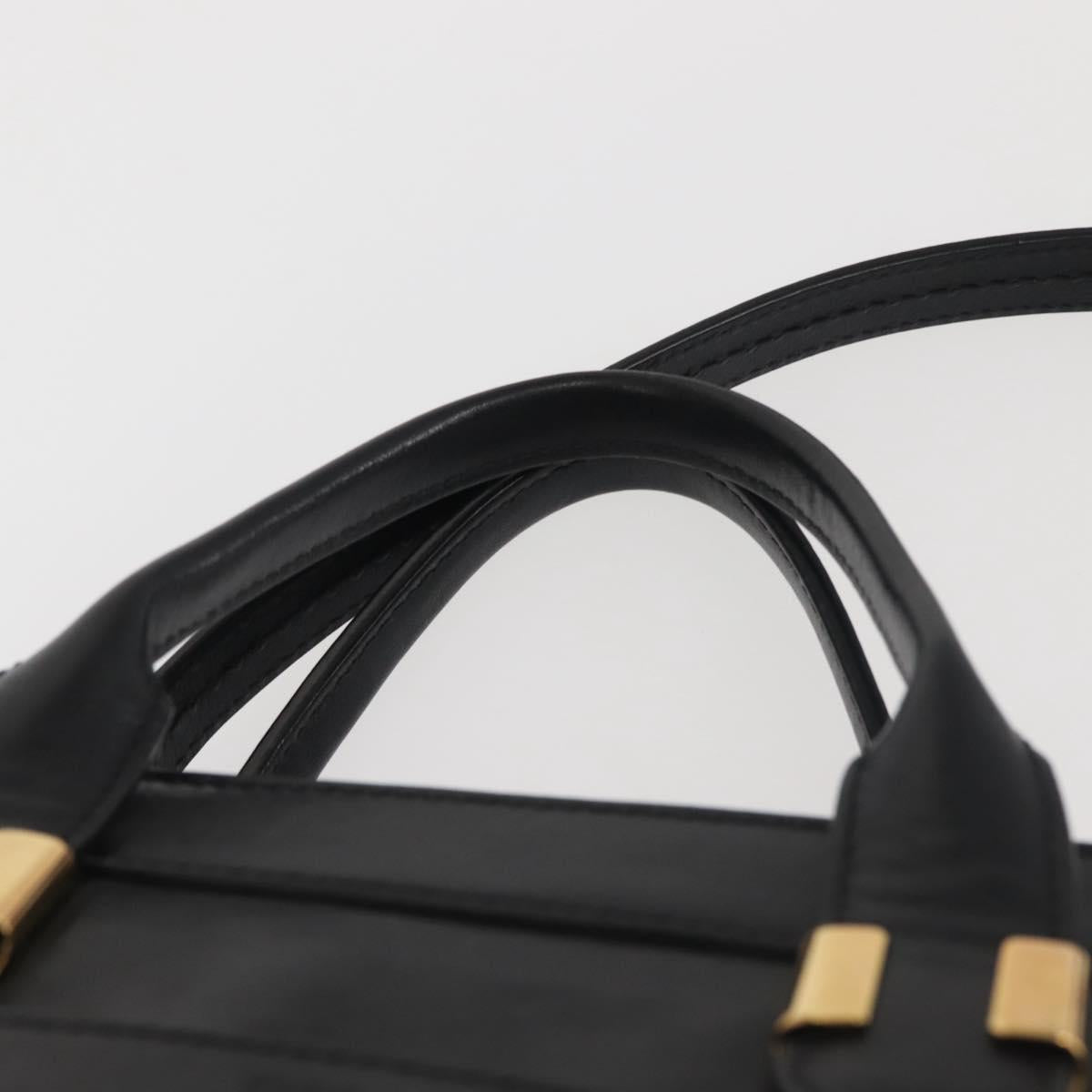 Chloe Alice Hand Bag Leather 2way Beige Black gold Auth am9027