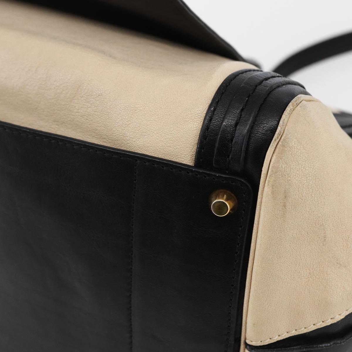 Chloe Alice Hand Bag Leather 2way Beige Black gold Auth am9028