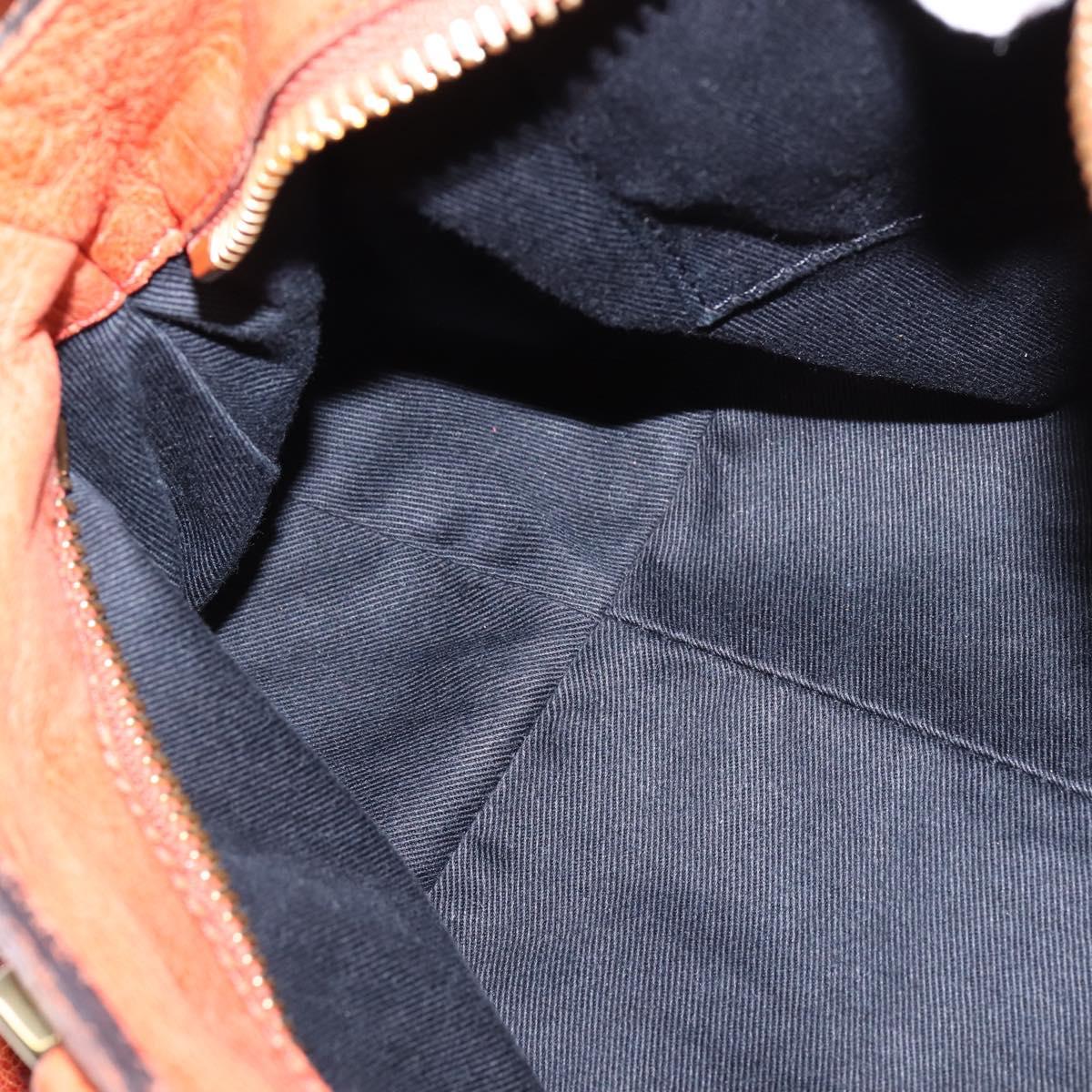 Chloe Etel Hand Bag Leather 2way Orange Gold Auth am9029