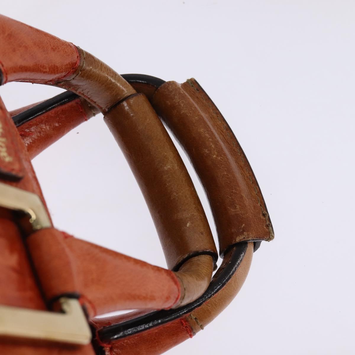 Chloe Etel Hand Bag Leather 2way Orange Gold Auth am9029