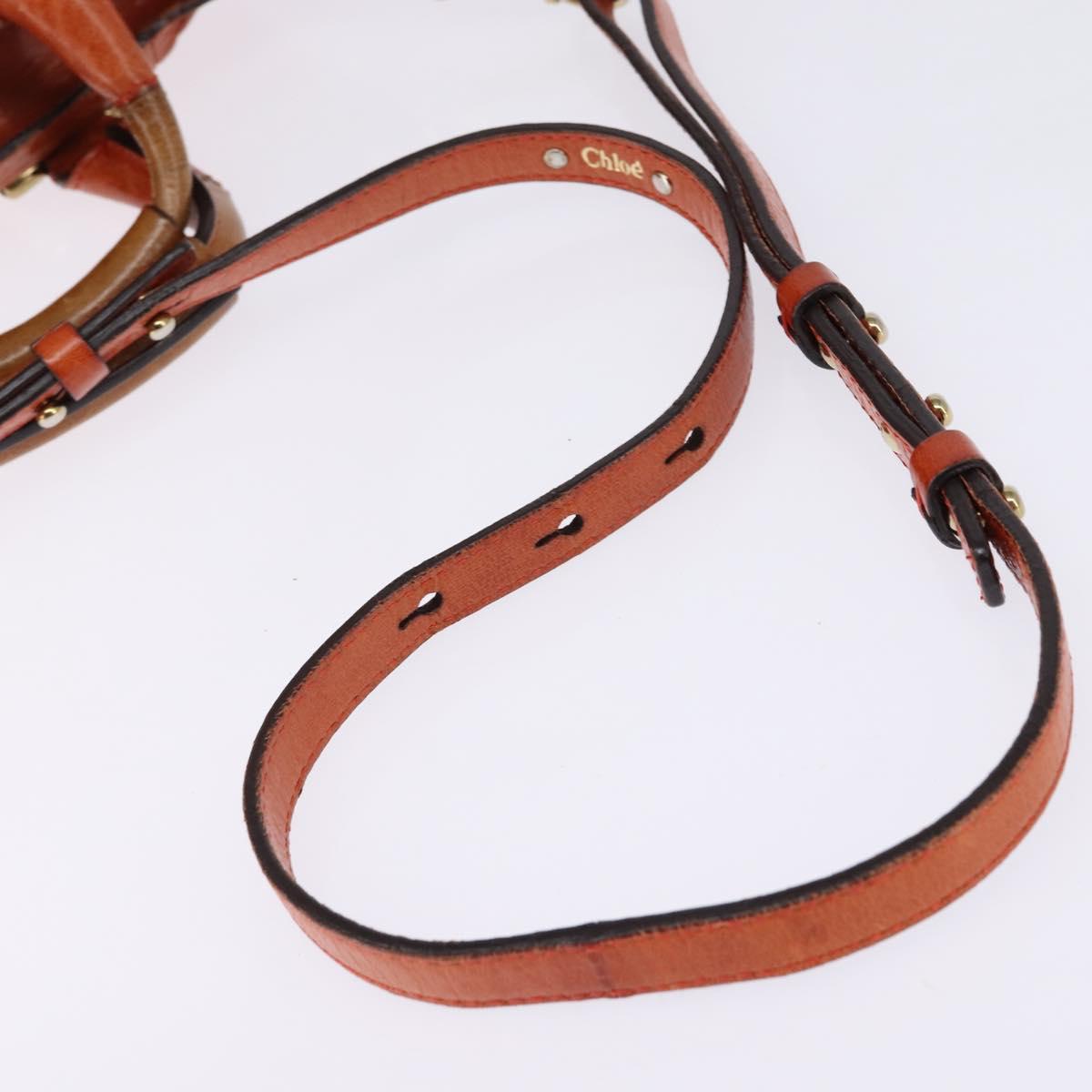 Chloe Etel Hand Bag Leather 2way Orange Gold Auth am9029