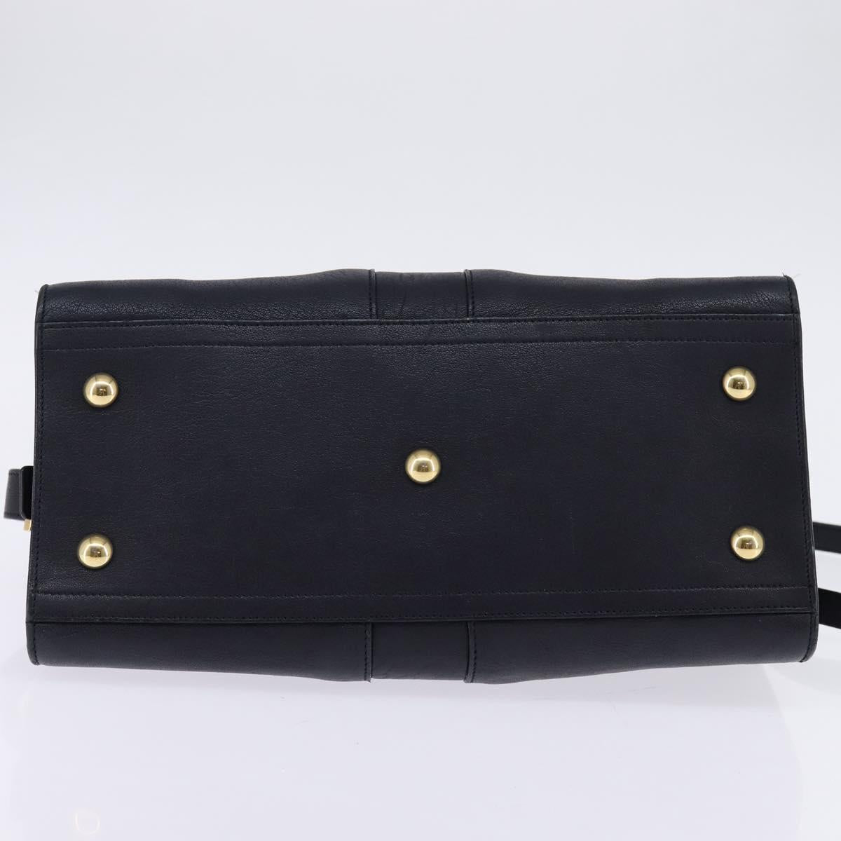 SAINT LAURENT Cavas Chic Hand Bag Leather 2way Black Gold Auth am9031