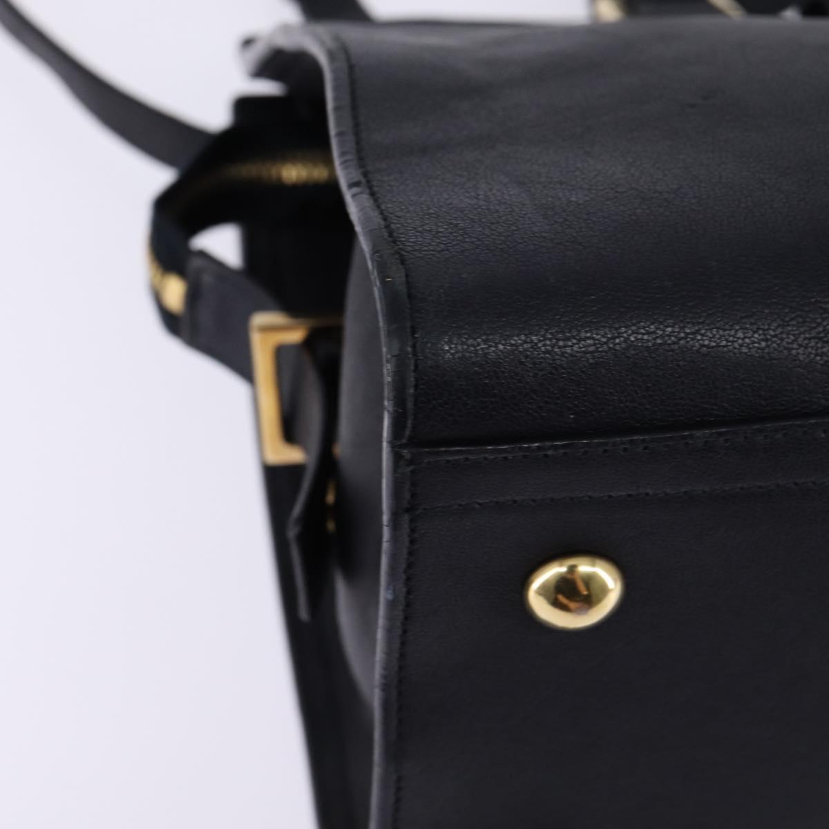 SAINT LAURENT Cavas Chic Hand Bag Leather 2way Black Gold Auth am9031