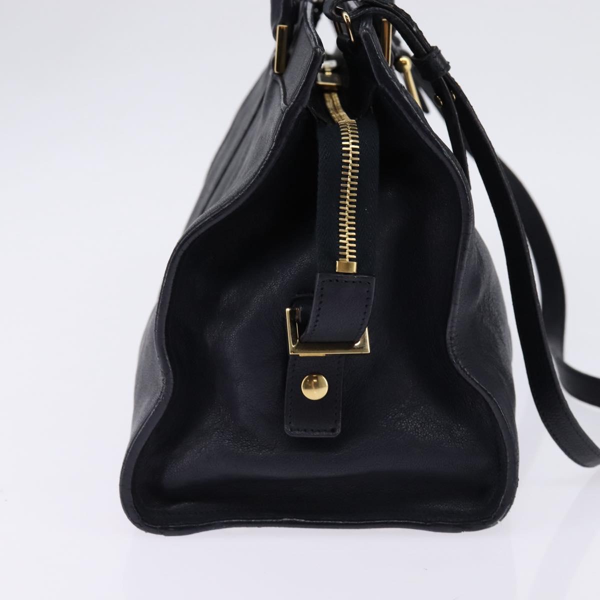 SAINT LAURENT Cavas Chic Hand Bag Leather 2way Black Gold Auth am9031