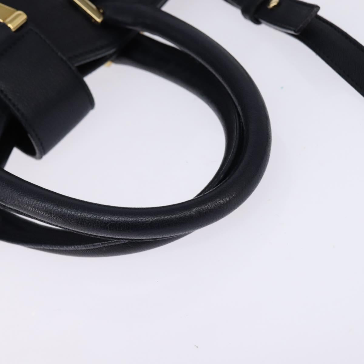 SAINT LAURENT Cavas Chic Hand Bag Leather 2way Black Gold Auth am9031