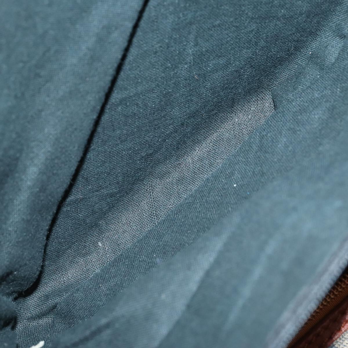 FENDI Pecan Canvas Boston Bag PVC 2way Black Brown gold Auth am9033