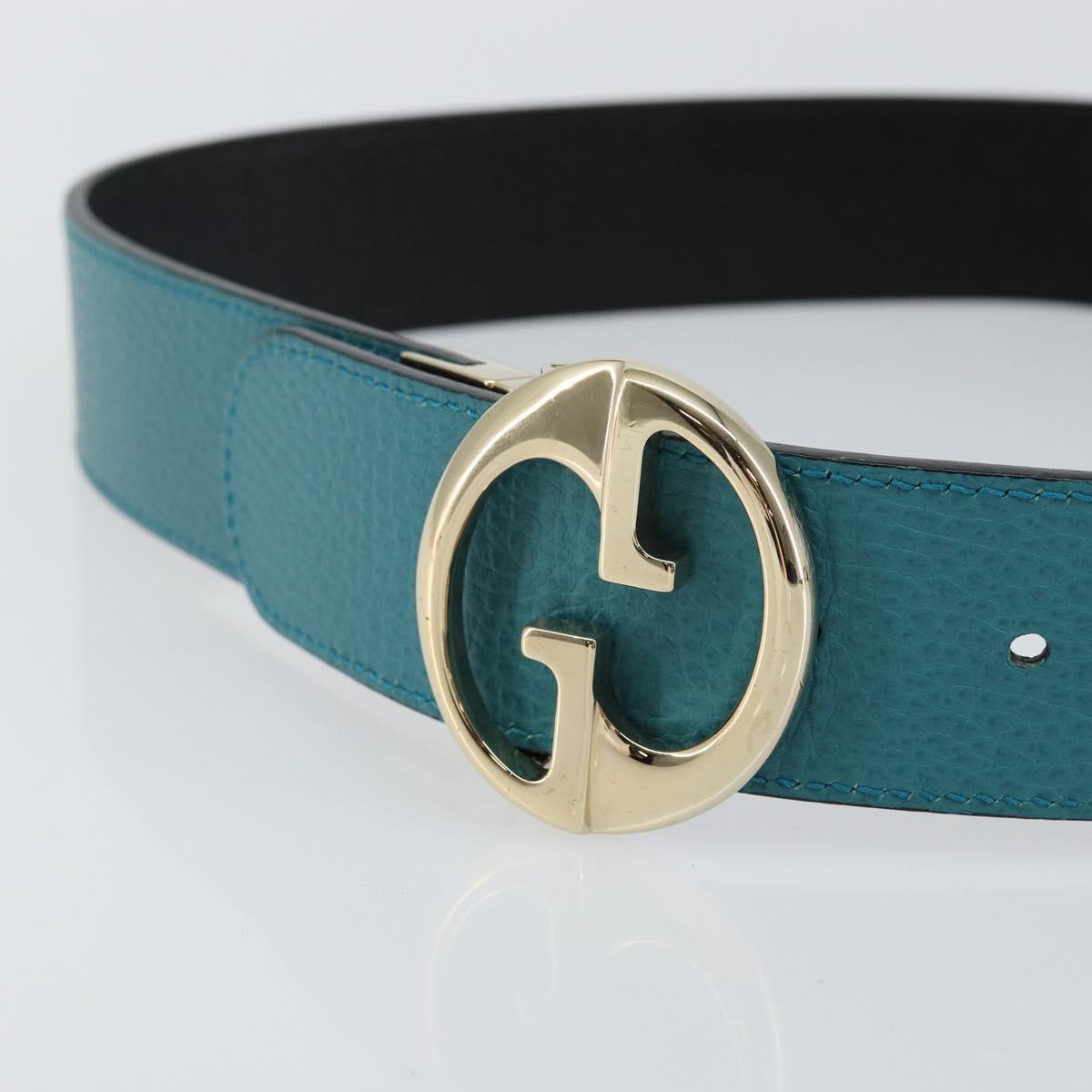 GUCCI Belt Leather Outlet Turquoise Blue Auth am9038