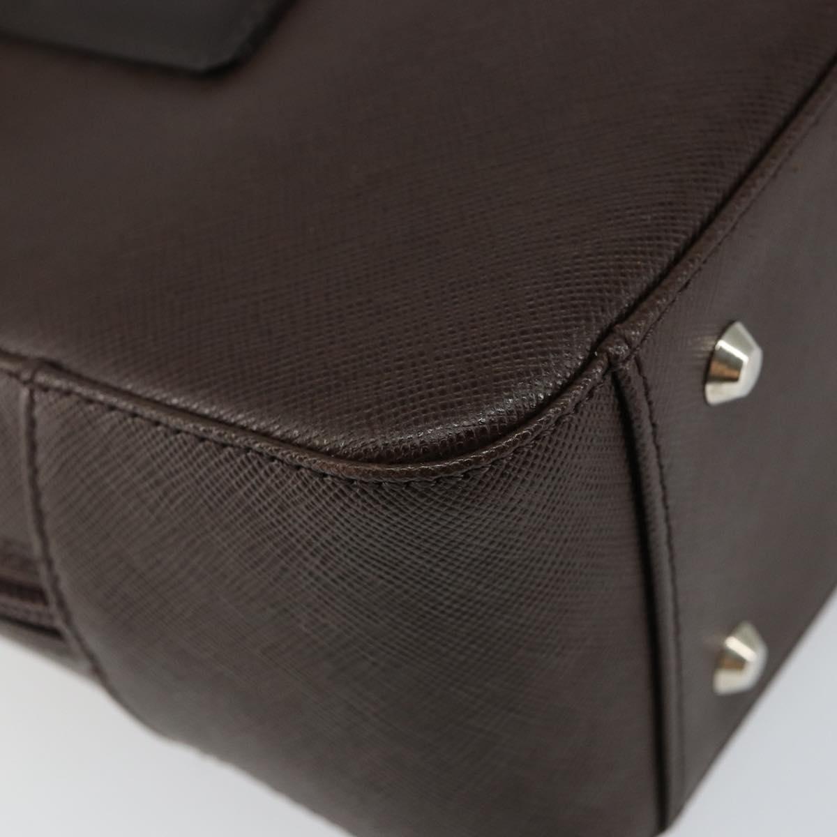 BURBERRY Hand Bag Leather Brown Silver Auth am9046