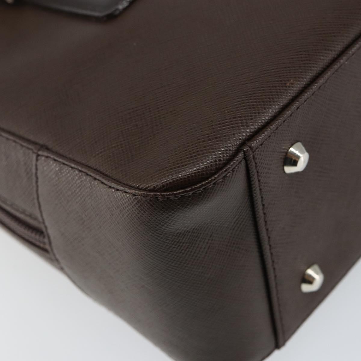 BURBERRY Hand Bag Leather Brown Silver Auth am9046