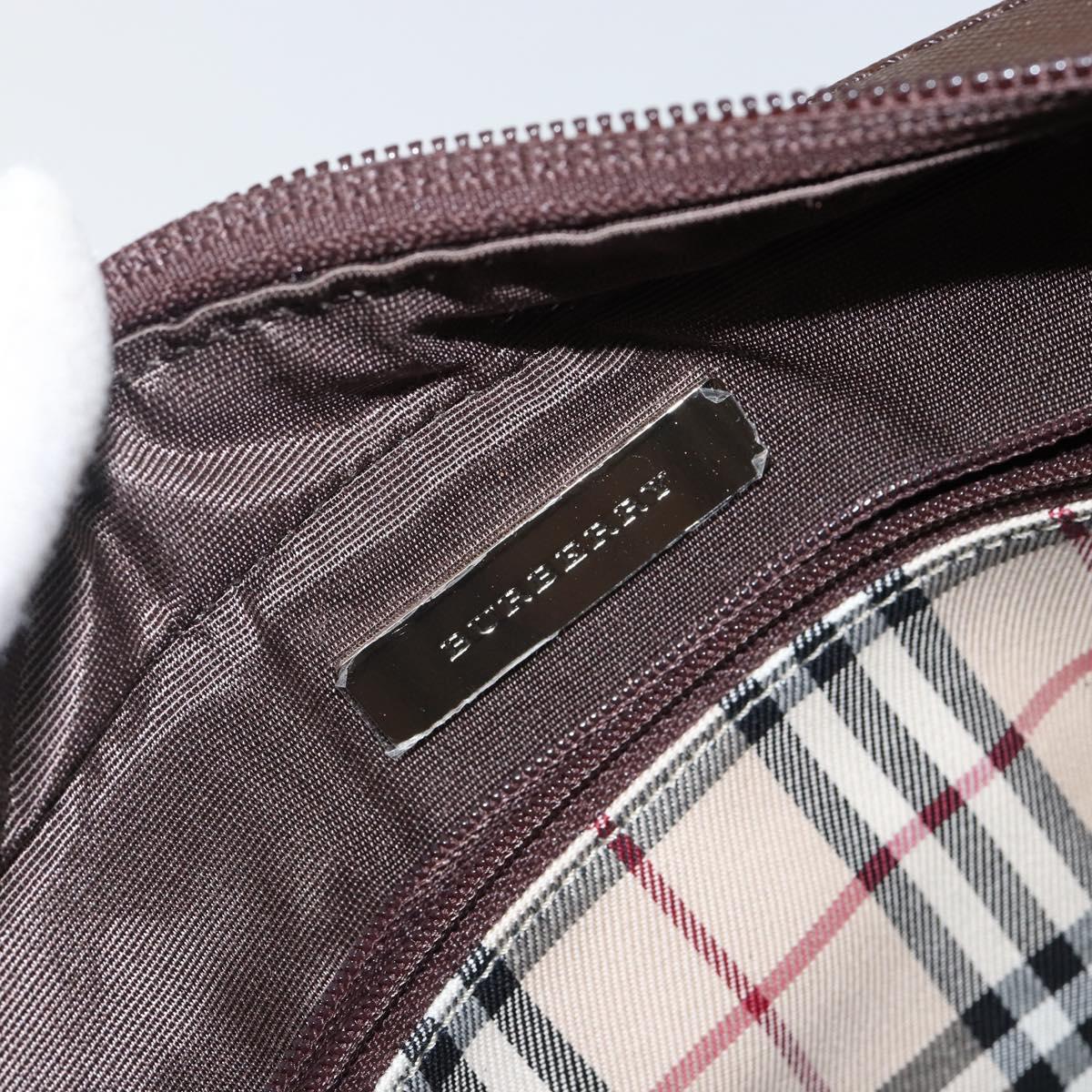 BURBERRY Hand Bag Leather Brown Silver Auth am9046