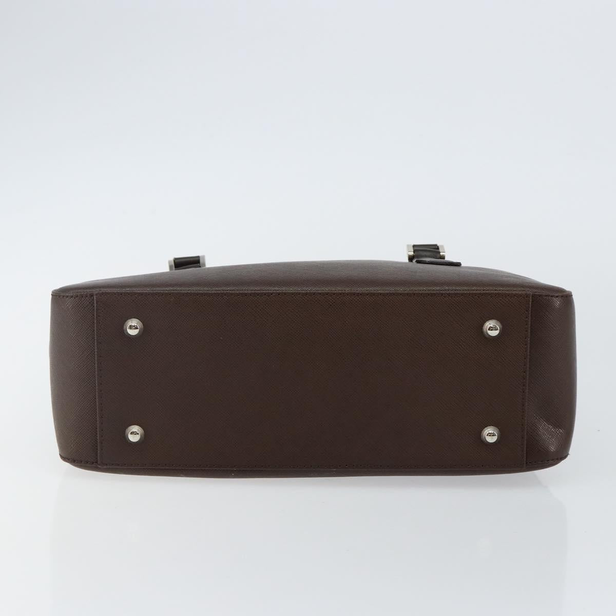 BURBERRY Hand Bag Leather Brown Silver Auth am9046