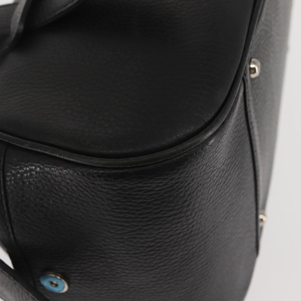 BURBERRY Hand Bag Leather Black Silver Auth am9047