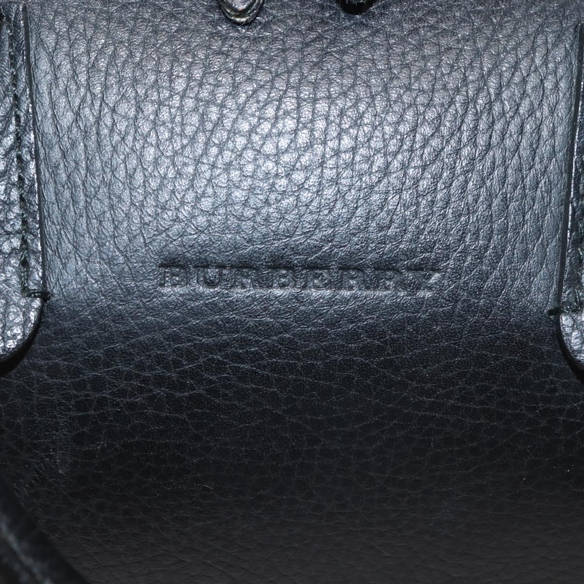 BURBERRY Hand Bag Leather Black Silver Auth am9047