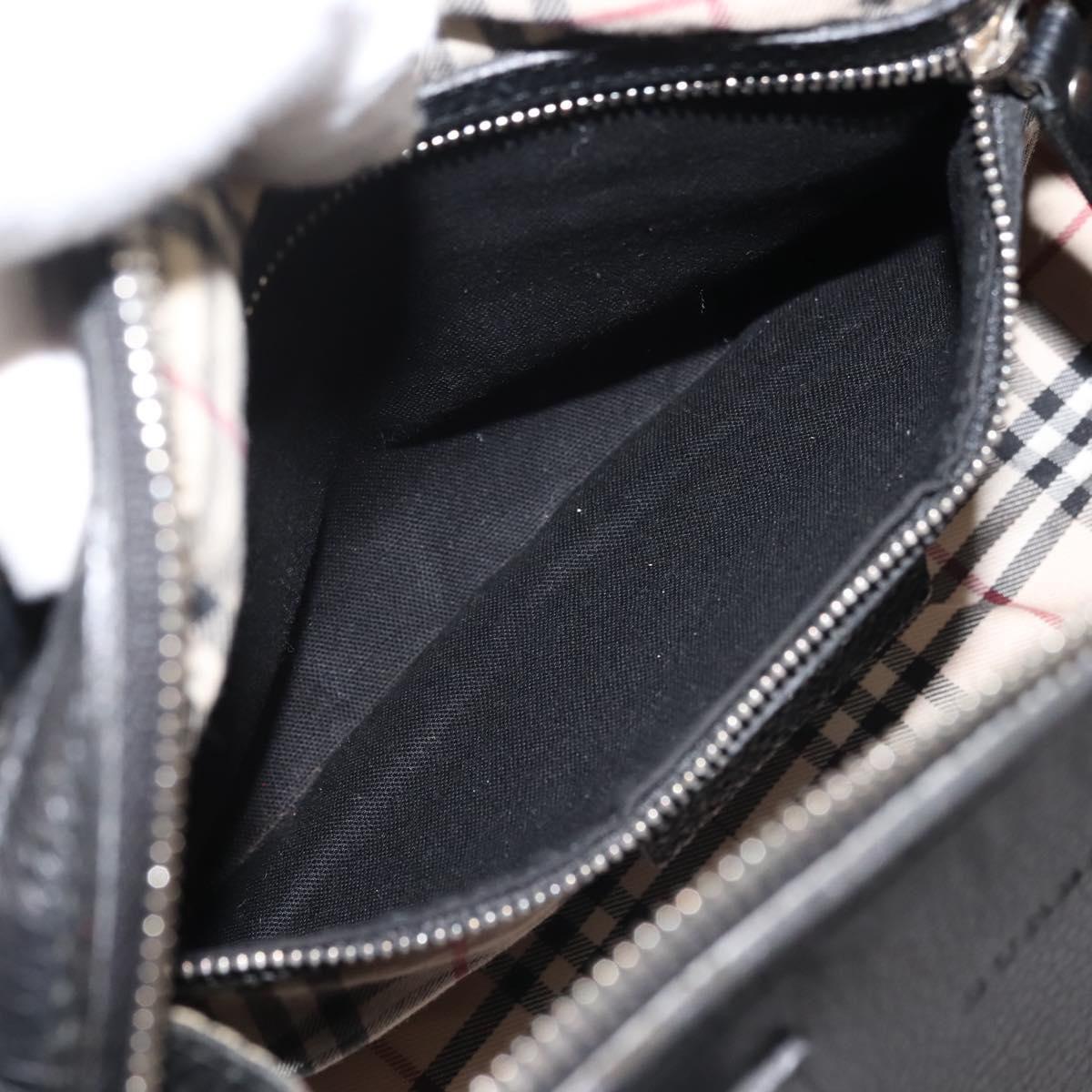 BURBERRY Hand Bag Leather Black Silver Auth am9047