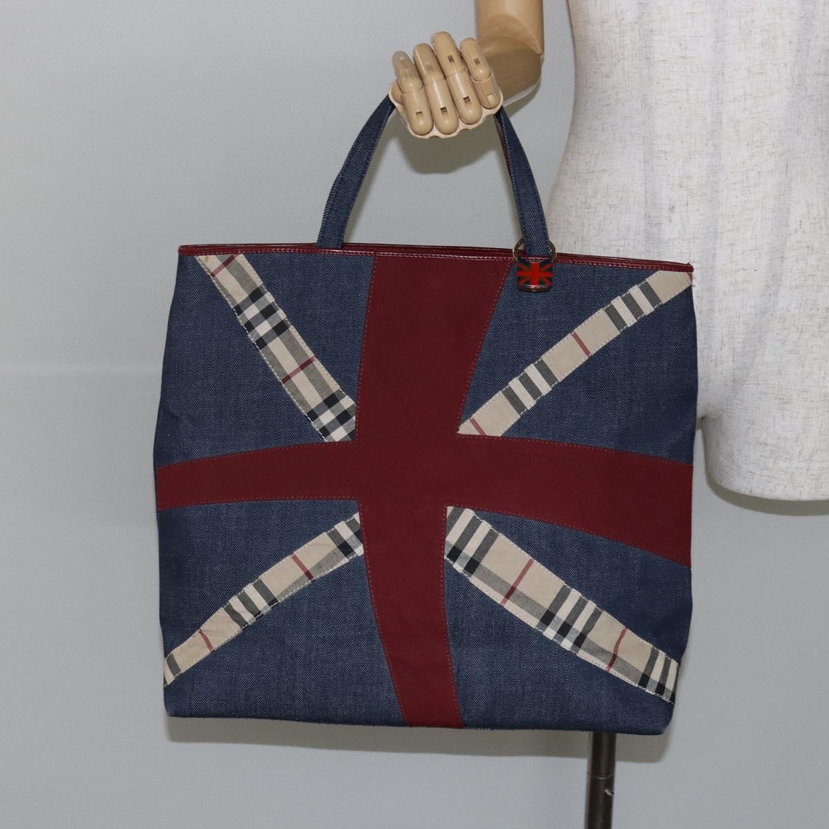 BURBERRY Hand Bag Denim Blue Auth am9048