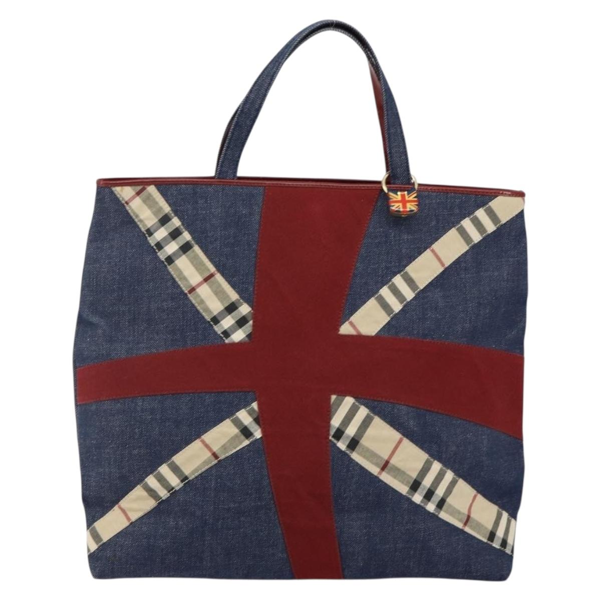 BURBERRY Hand Bag Denim Blue Auth am9048