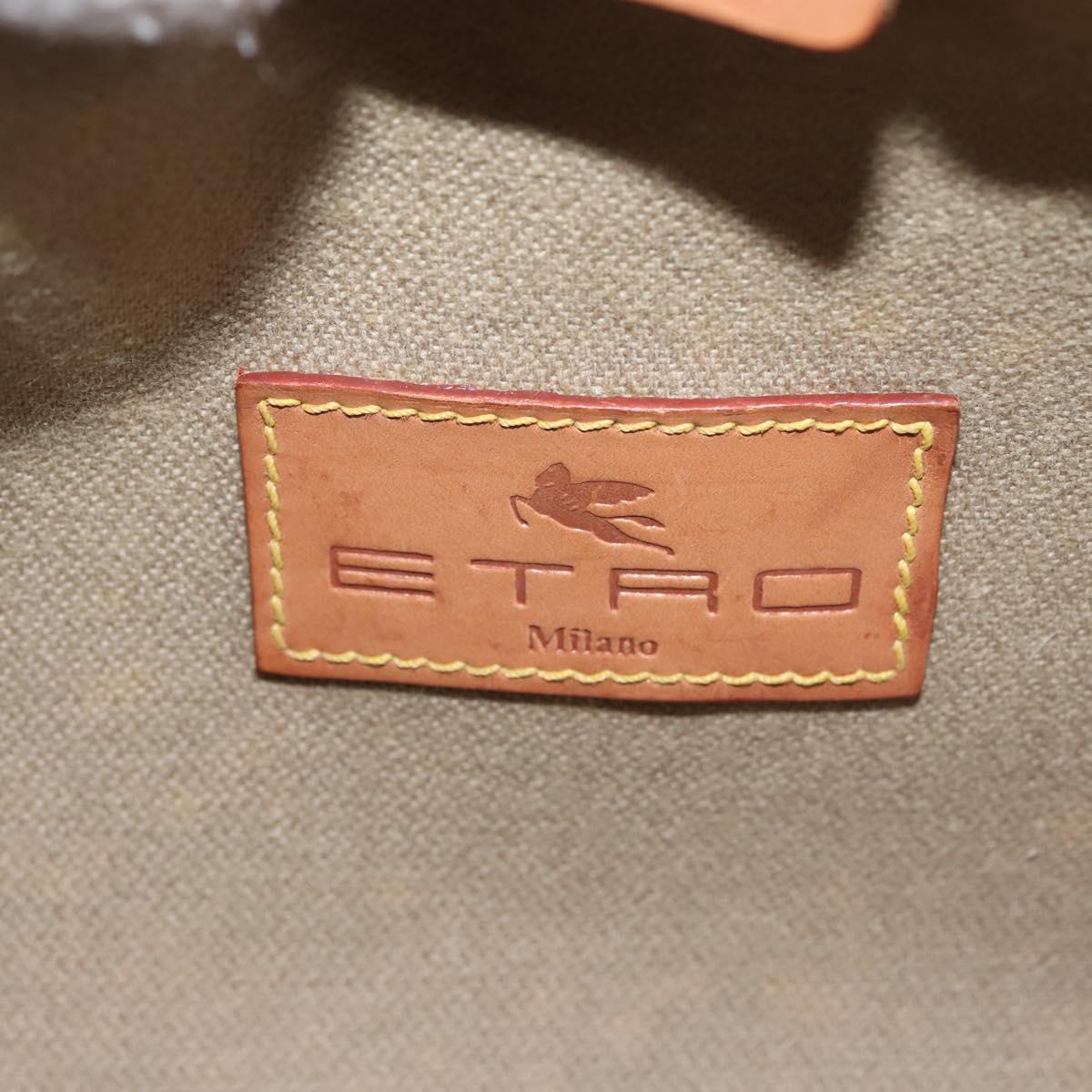 ETRO Paisley Hand Bag PVC Leather Brown Gold Auth am9049