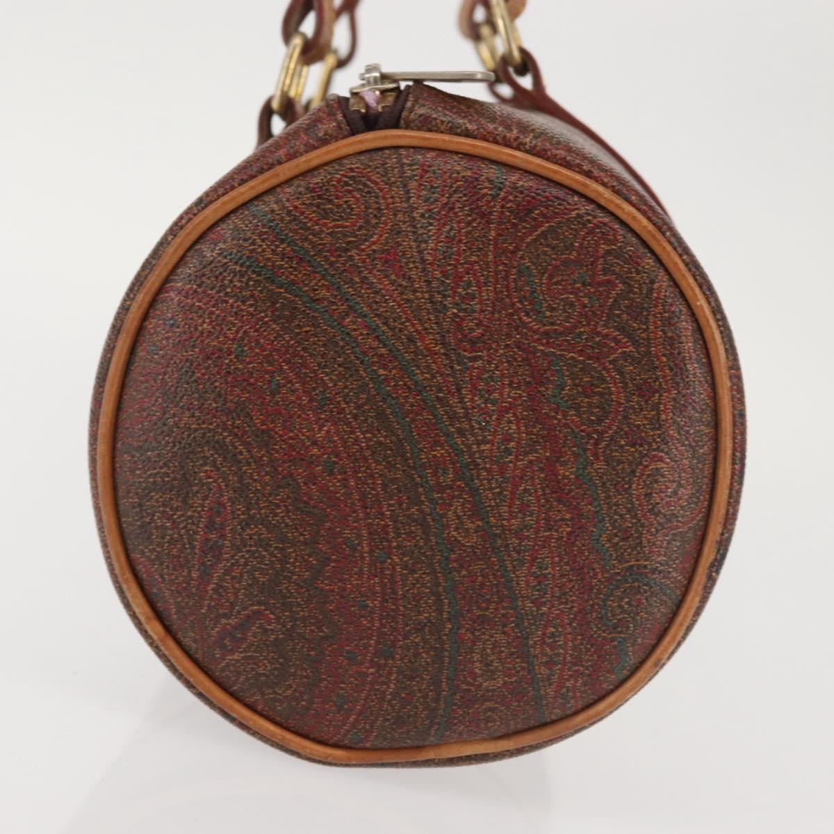 ETRO Paisley Hand Bag PVC Leather Brown Gold Auth am9049