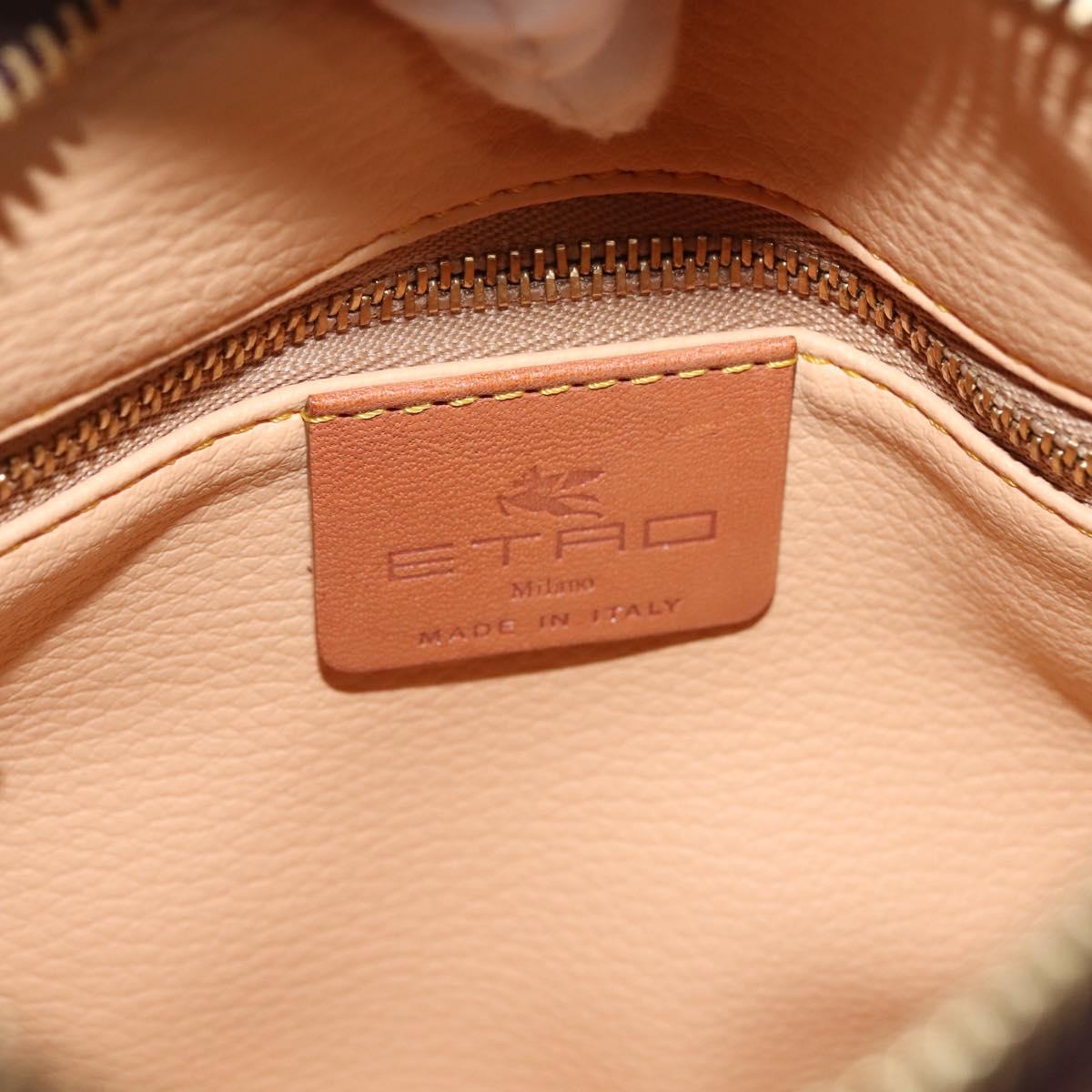 ETRO Paisley Hand Bag PVC Leather Brown Gold Auth am9050