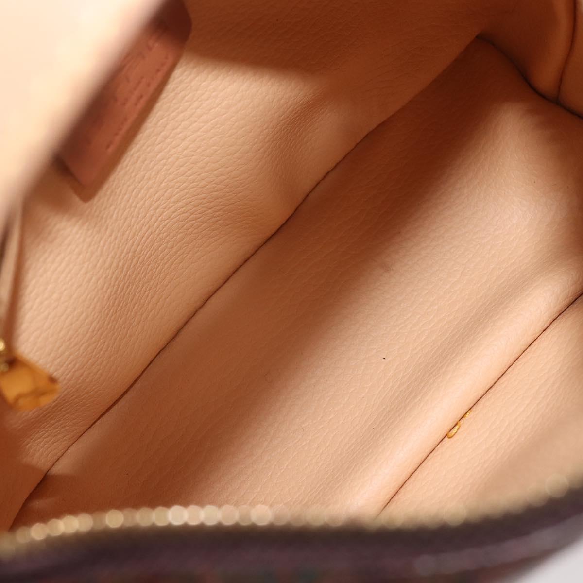 ETRO Paisley Hand Bag PVC Leather Brown Gold Auth am9050