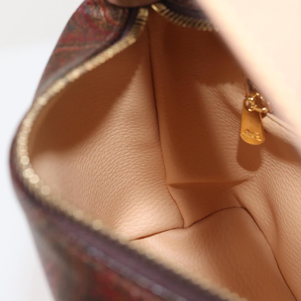 ETRO Paisley Hand Bag PVC Leather Brown Gold Auth am9050