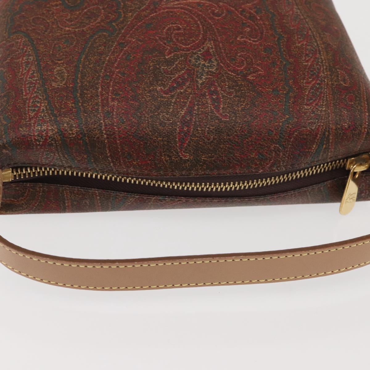 ETRO Paisley Hand Bag PVC Leather Brown Gold Auth am9050