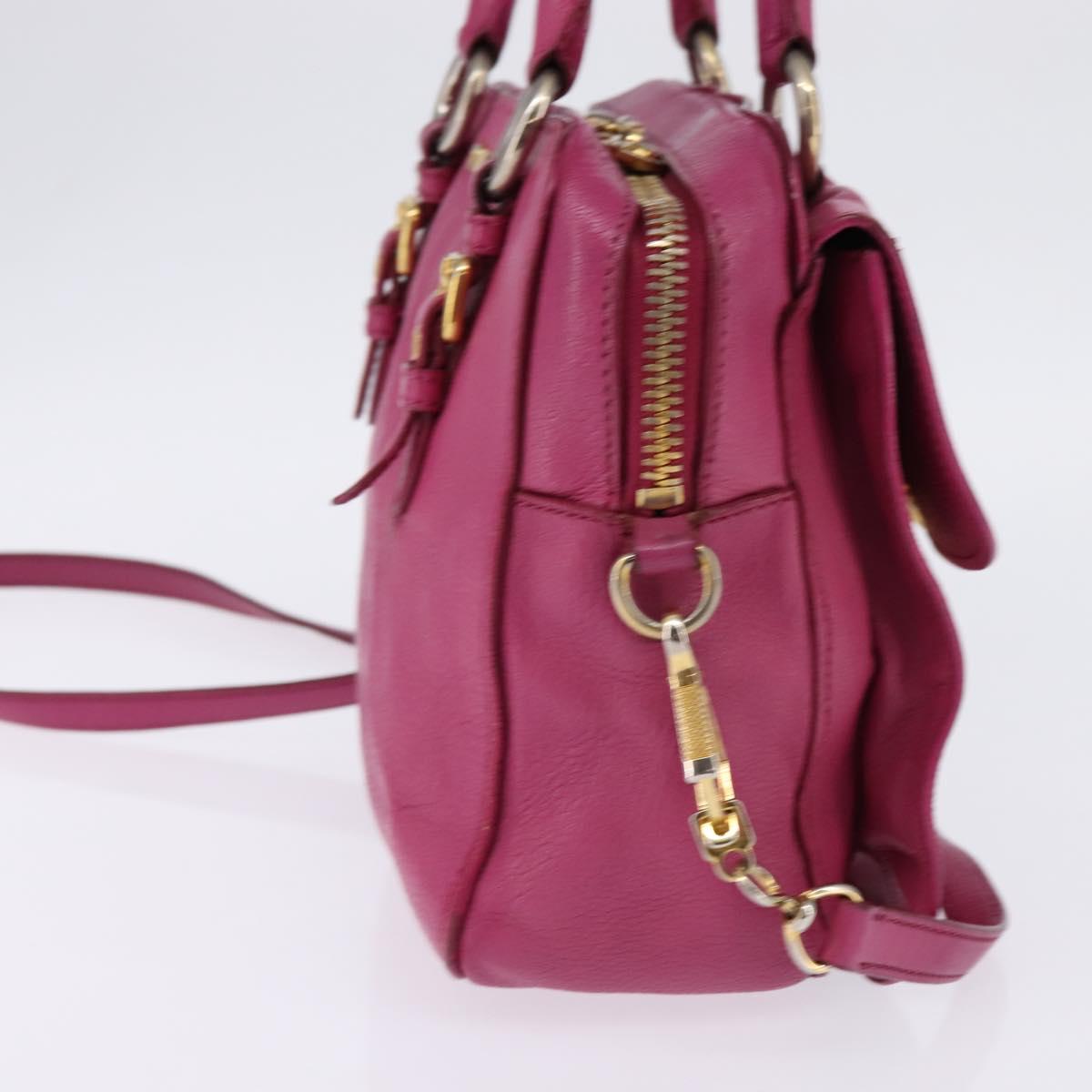 Miu Miu Matelasse Hand Bag Leather 2way Pink Gold Auth am9052