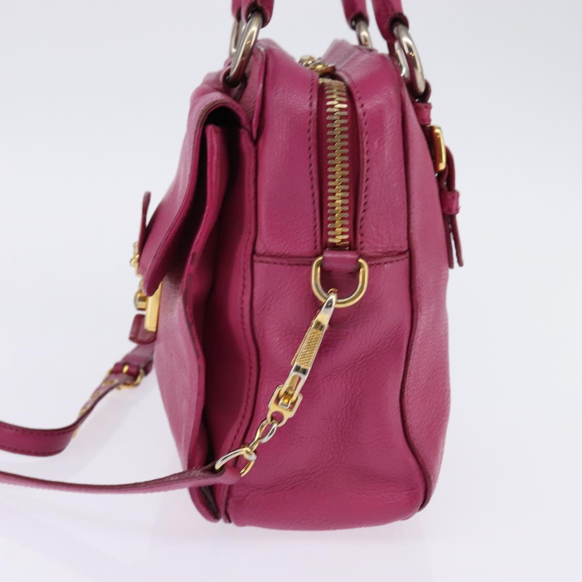 Miu Miu Matelasse Hand Bag Leather 2way Pink Gold Auth am9052