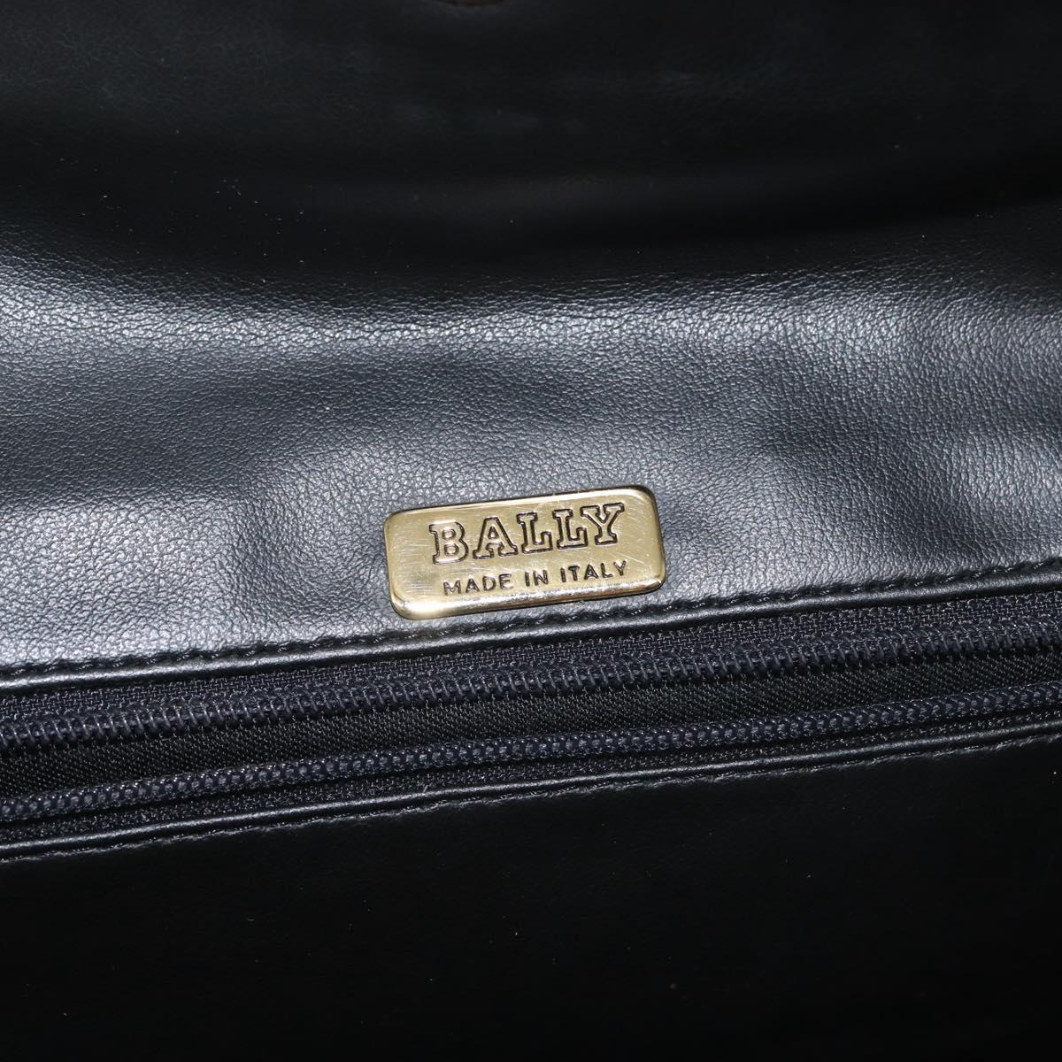 BALLY Chain Shoulder Bag Leather Black Gold Auth am9054