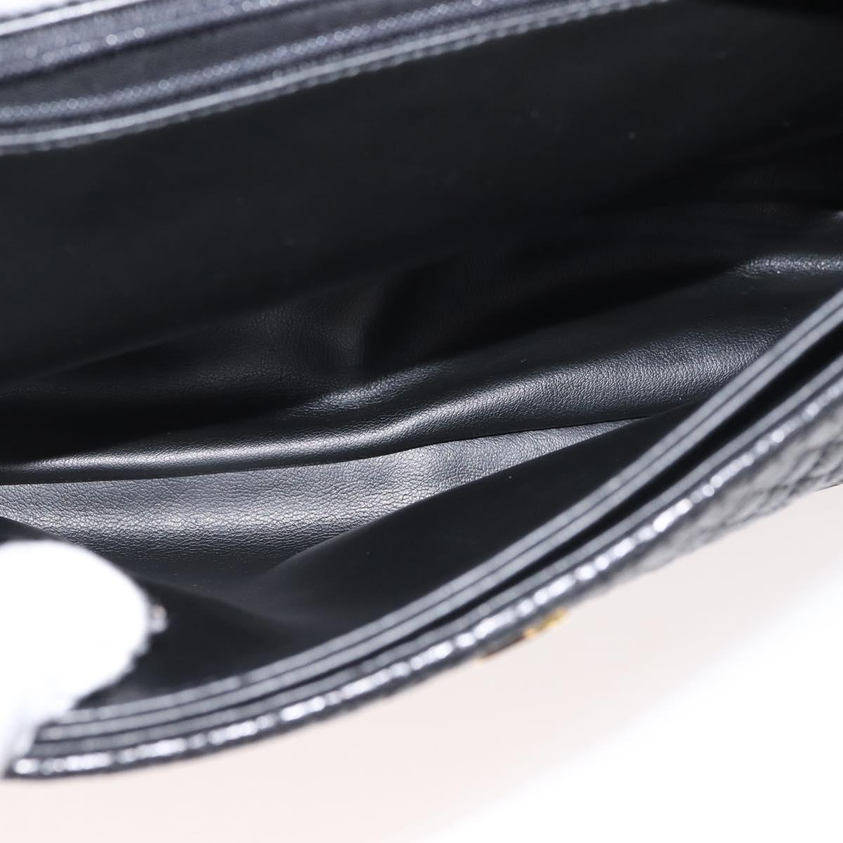 BALLY Chain Shoulder Bag Leather Black Gold Auth am9054