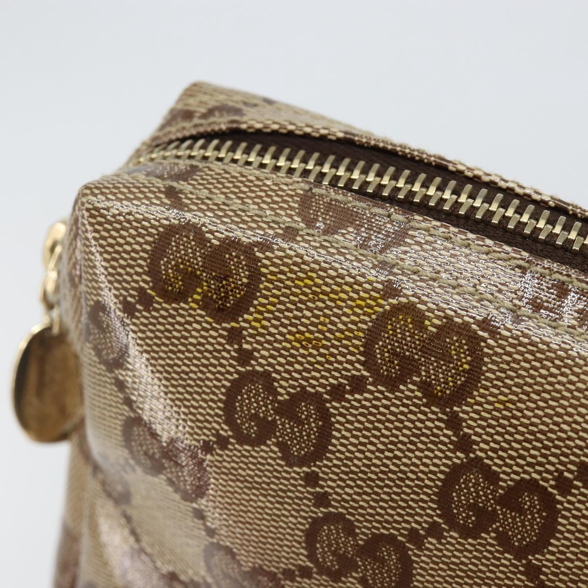 GUCCI GG Crystal Pouch Beige Gold 203356 Auth am9055