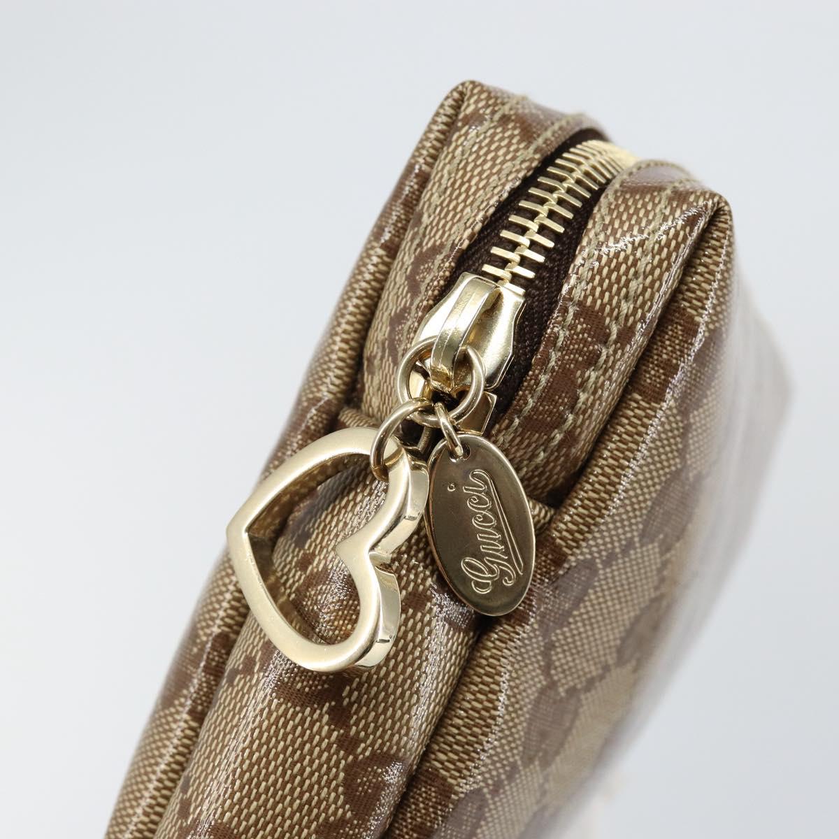 GUCCI GG Crystal Pouch Beige Gold 203356 Auth am9055