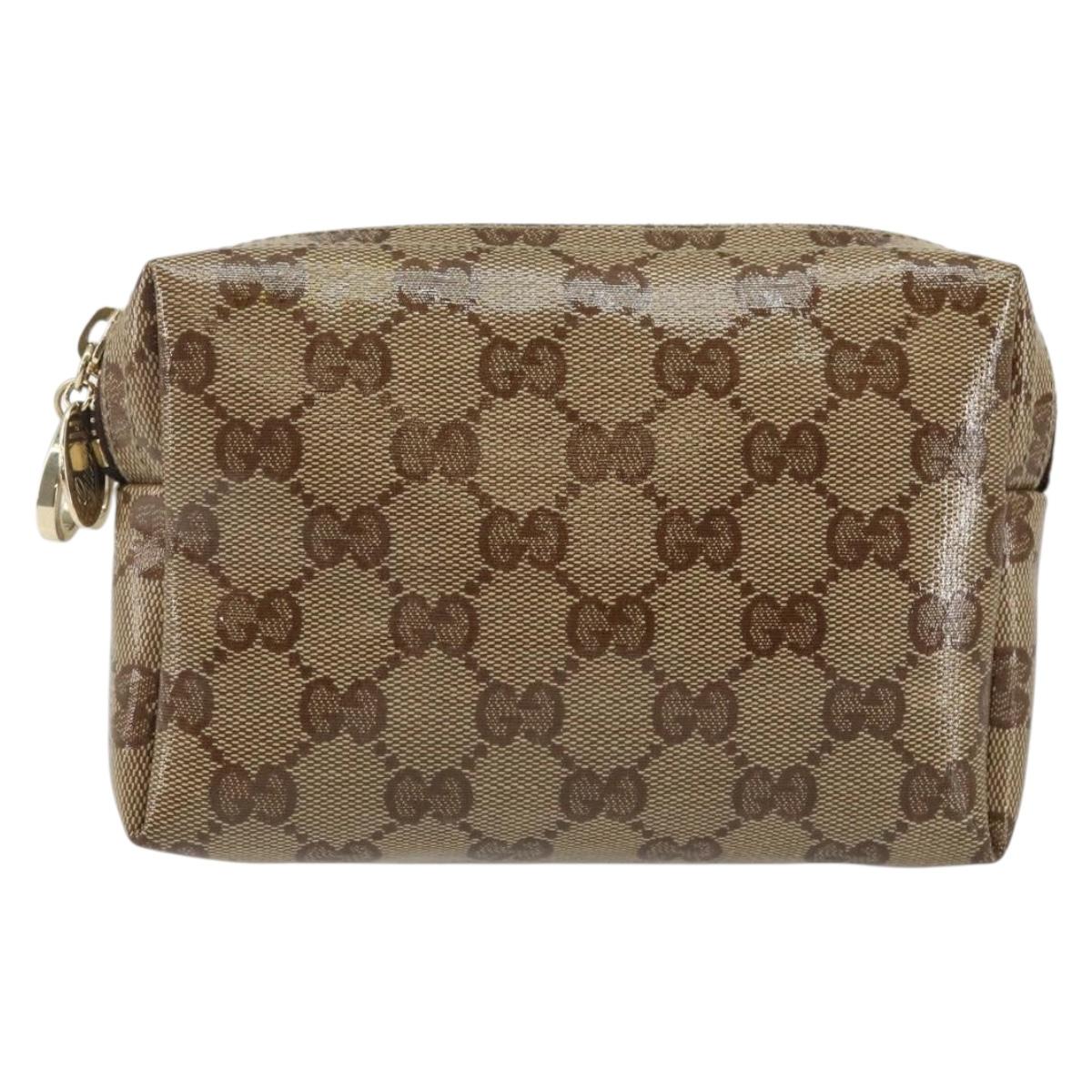 GUCCI GG Crystal Pouch Beige Gold 203356 Auth am9055