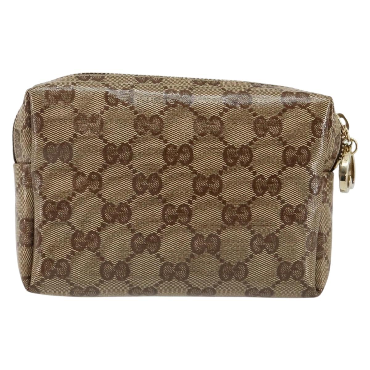 GUCCI GG Crystal Pouch Beige Gold 203356 Auth am9055