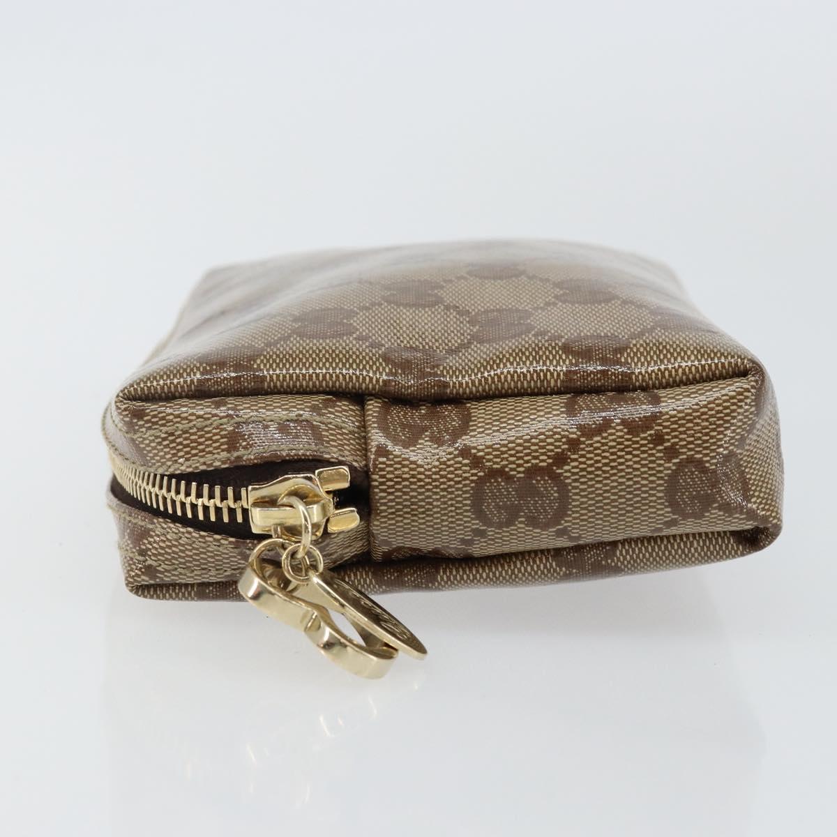 GUCCI GG Crystal Pouch Beige Gold 203356 Auth am9055