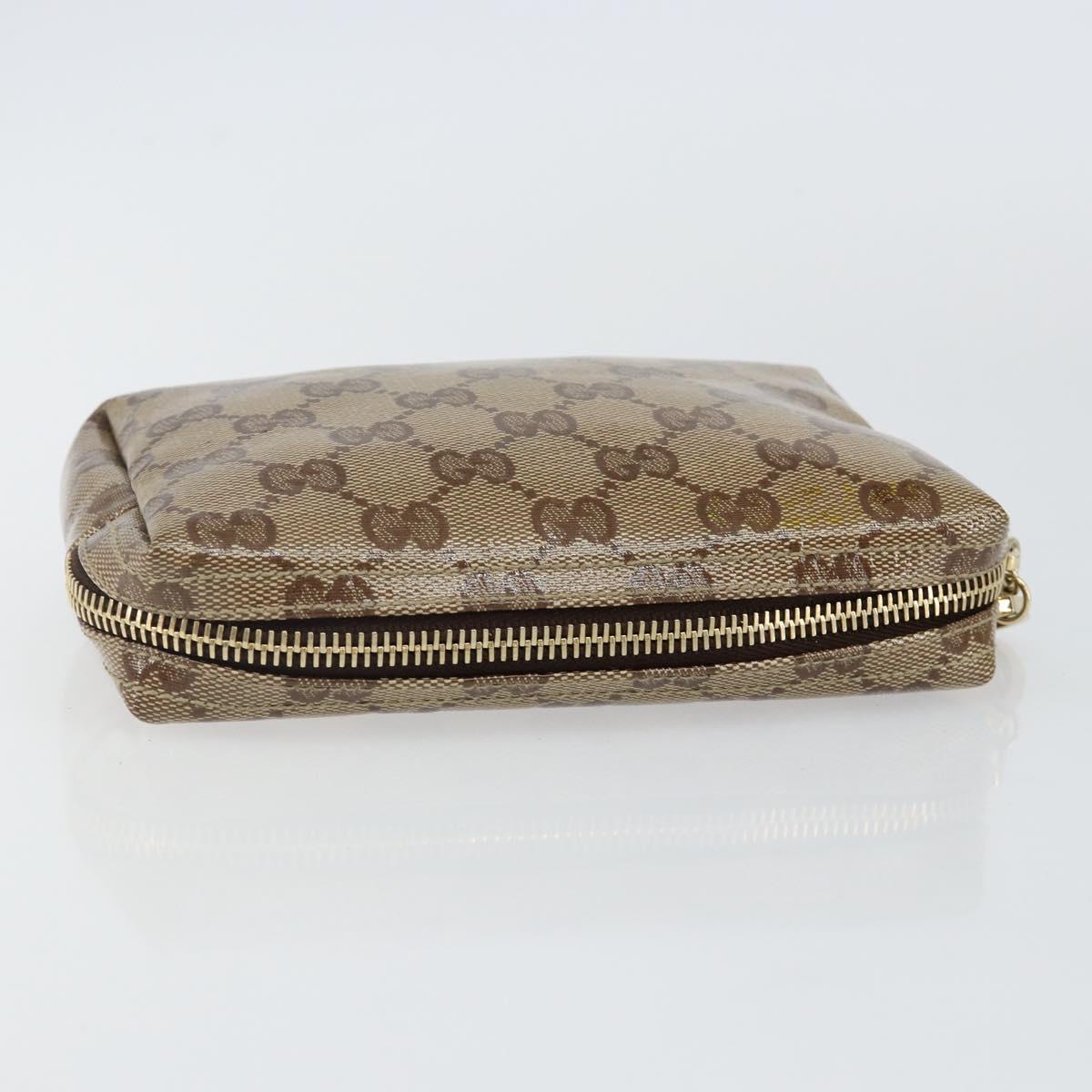 GUCCI GG Crystal Pouch Beige Gold 203356 Auth am9055