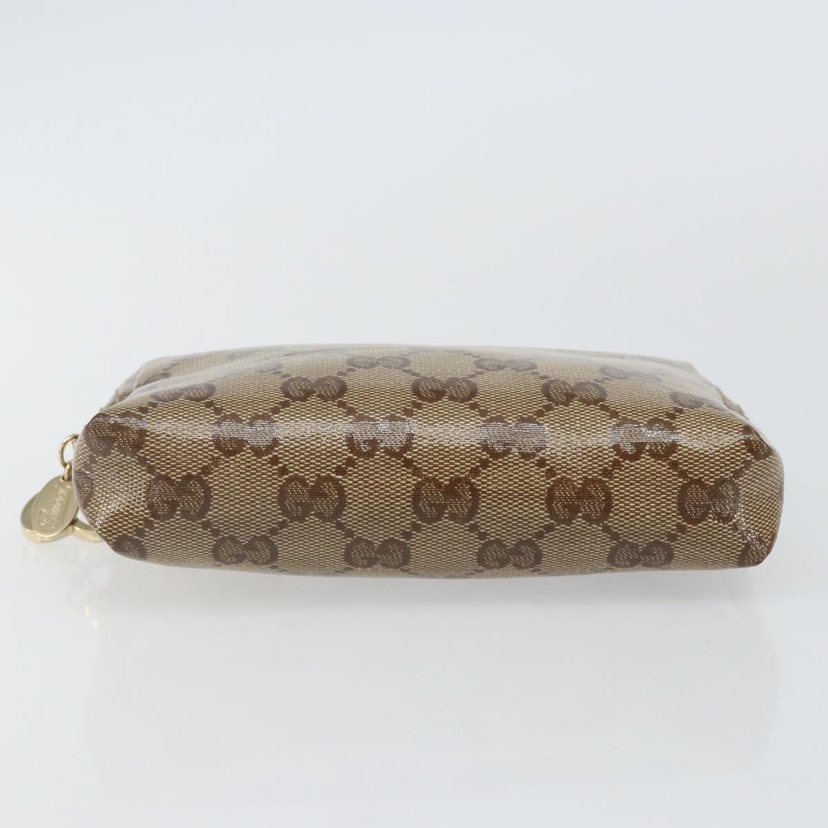 GUCCI GG Crystal Pouch Beige Gold 203356 Auth am9055