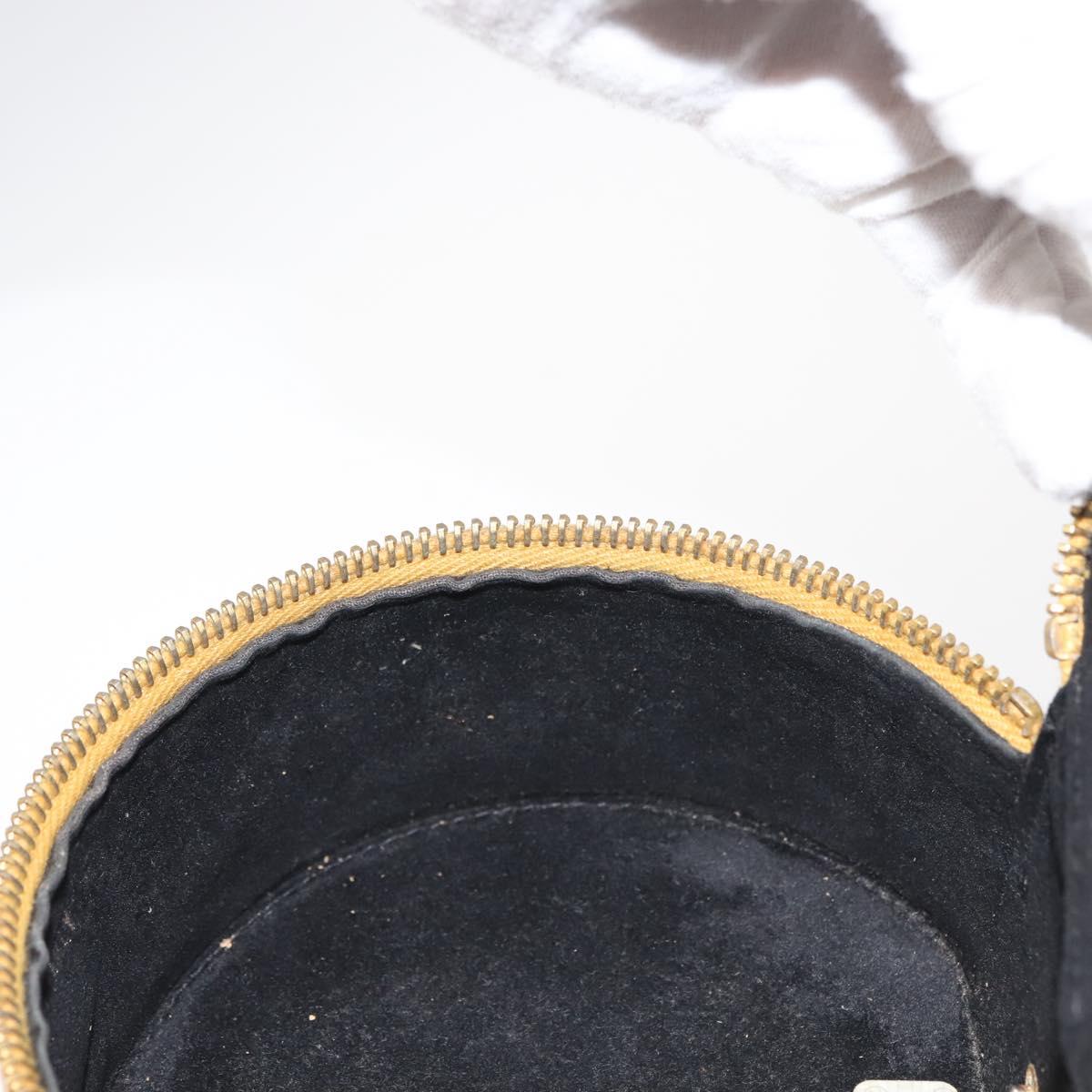 CHANEL COCO Mark Jewelry Box Caviar Skin Yellow Gold CC Auth am9057