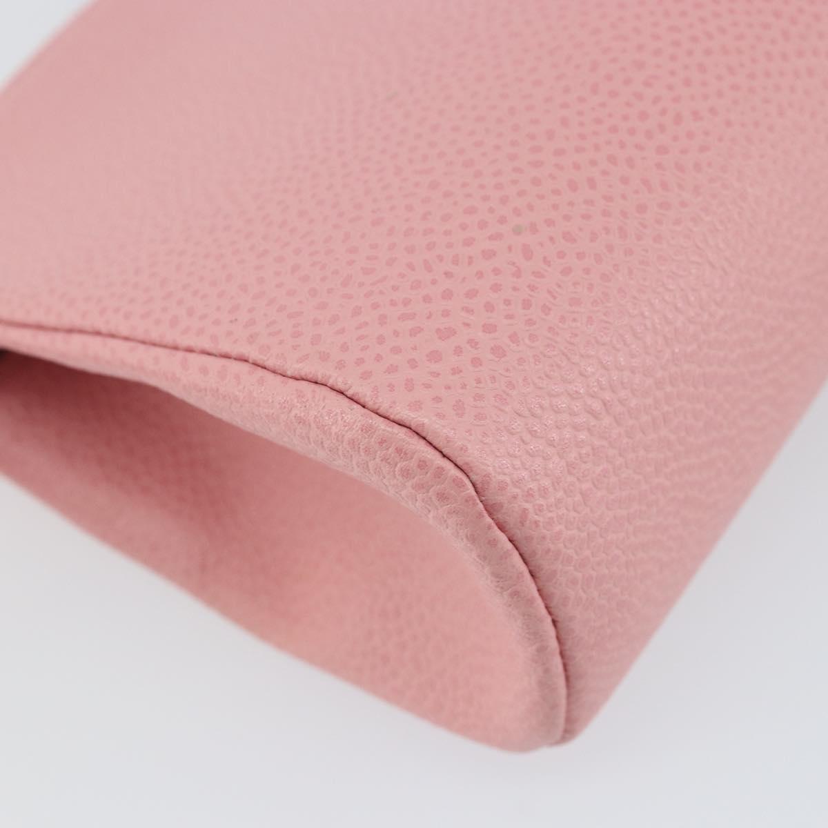 CHANEL COCO Mark Pouch Caviar Skin Pink Gold CC Auth am9058