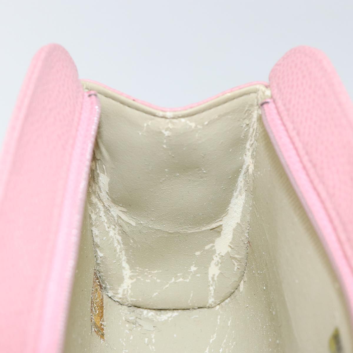 CHANEL COCO Mark Pouch Caviar Skin Pink Gold CC Auth am9058