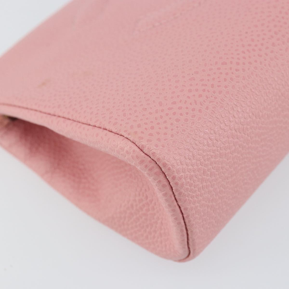 CHANEL COCO Mark Pouch Caviar Skin Pink Gold CC Auth am9058