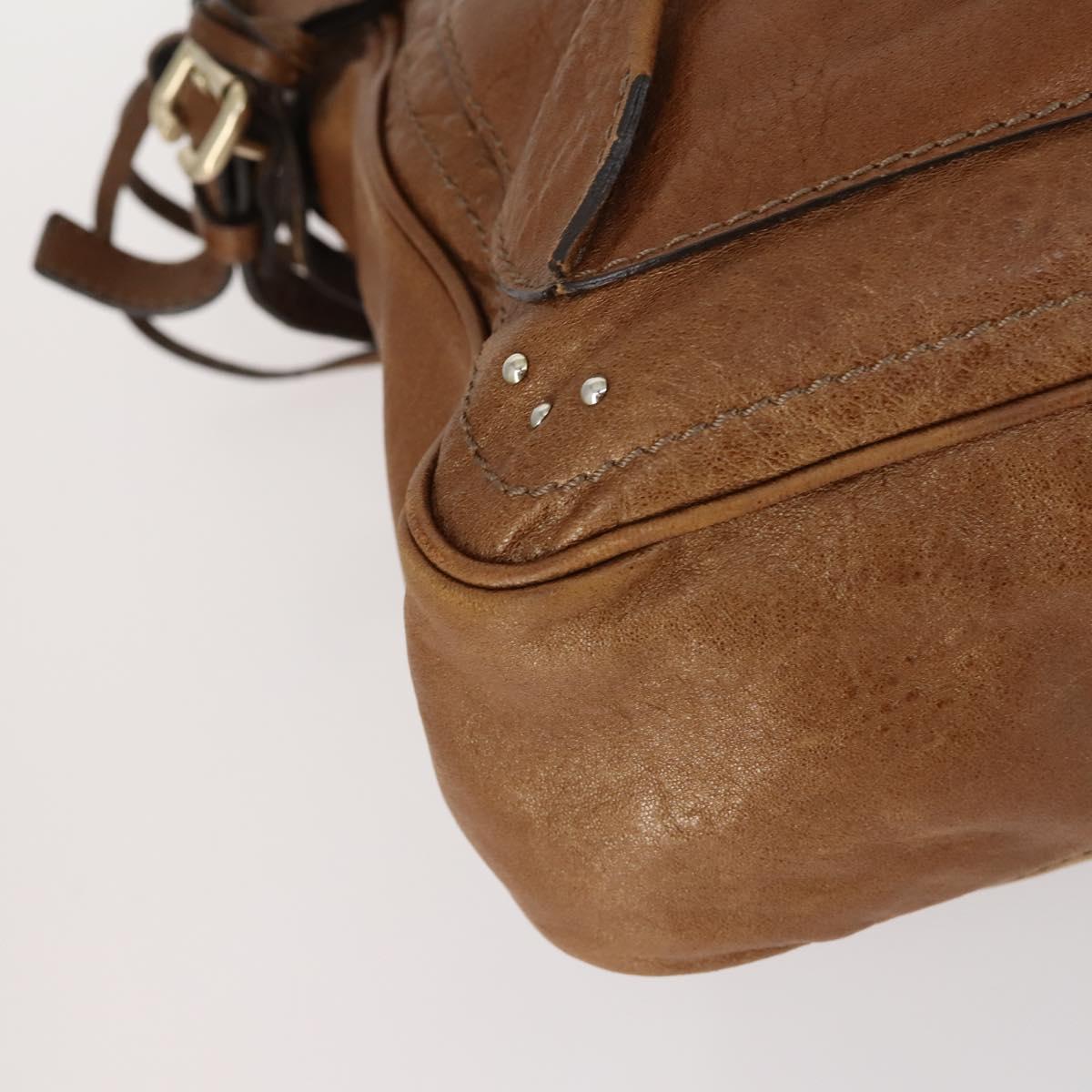 Chloe Paddington Shoulder Bag Leather Brown Gold Auth am9059