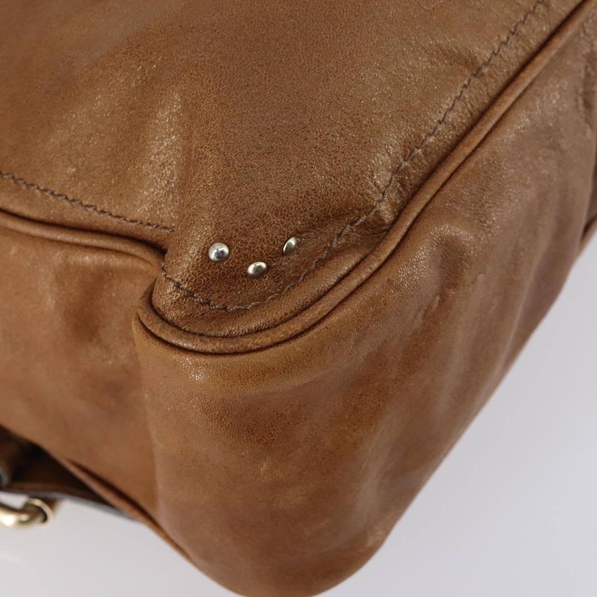 Chloe Paddington Shoulder Bag Leather Brown Gold Auth am9059