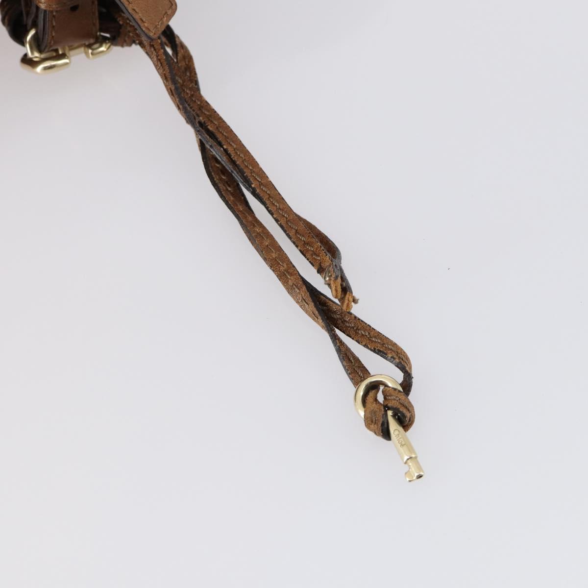 Chloe Paddington Shoulder Bag Leather Brown Gold Auth am9059