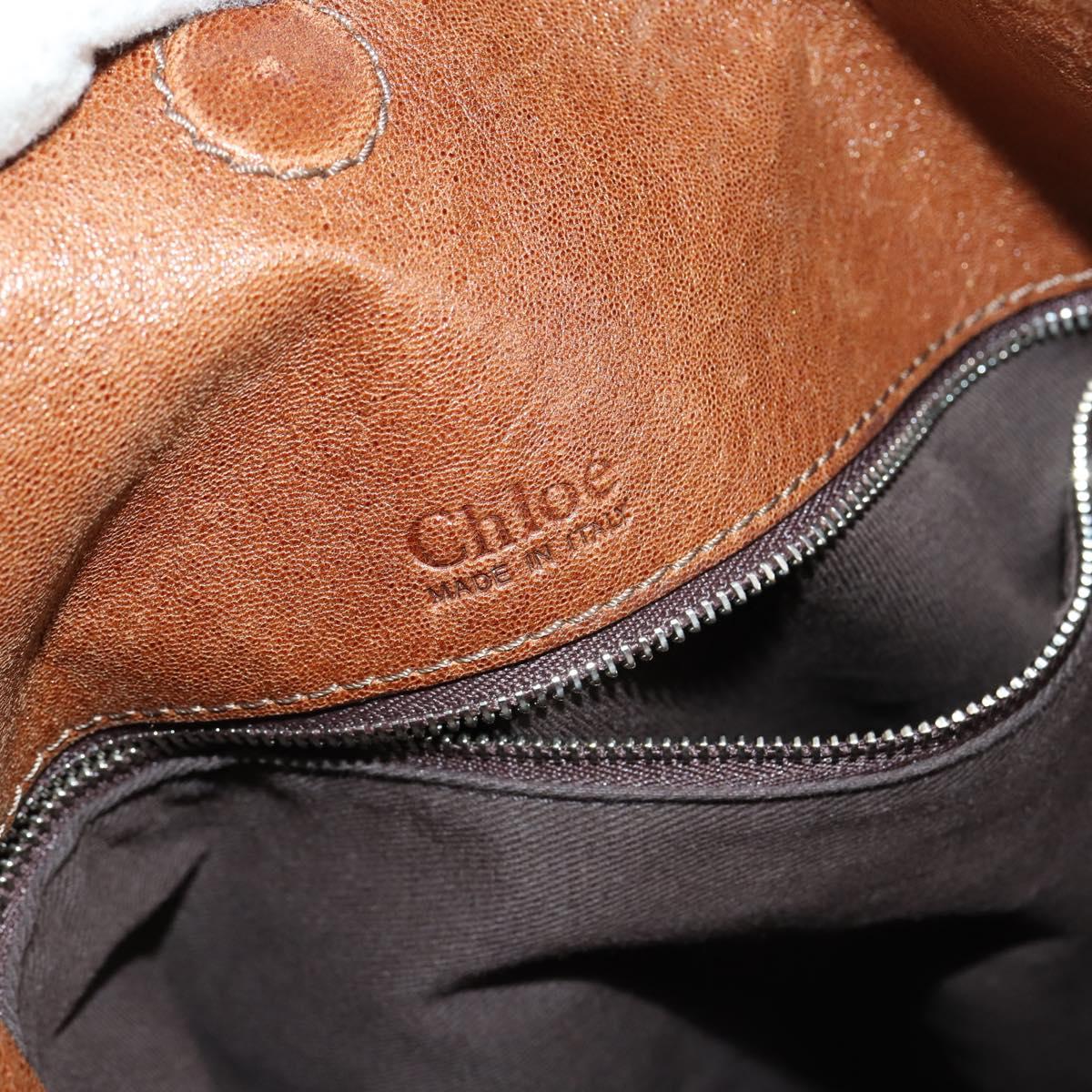 Chloe Paddington Shoulder Bag Leather Brown Gold Auth am9059