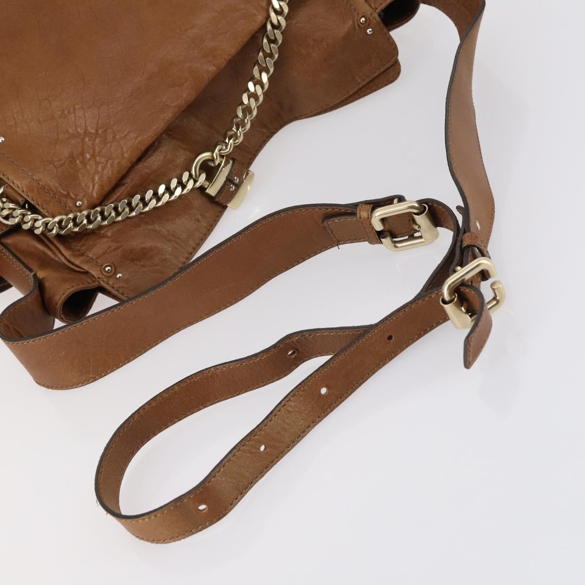 Chloe Paddington Shoulder Bag Leather Brown Gold Auth am9059