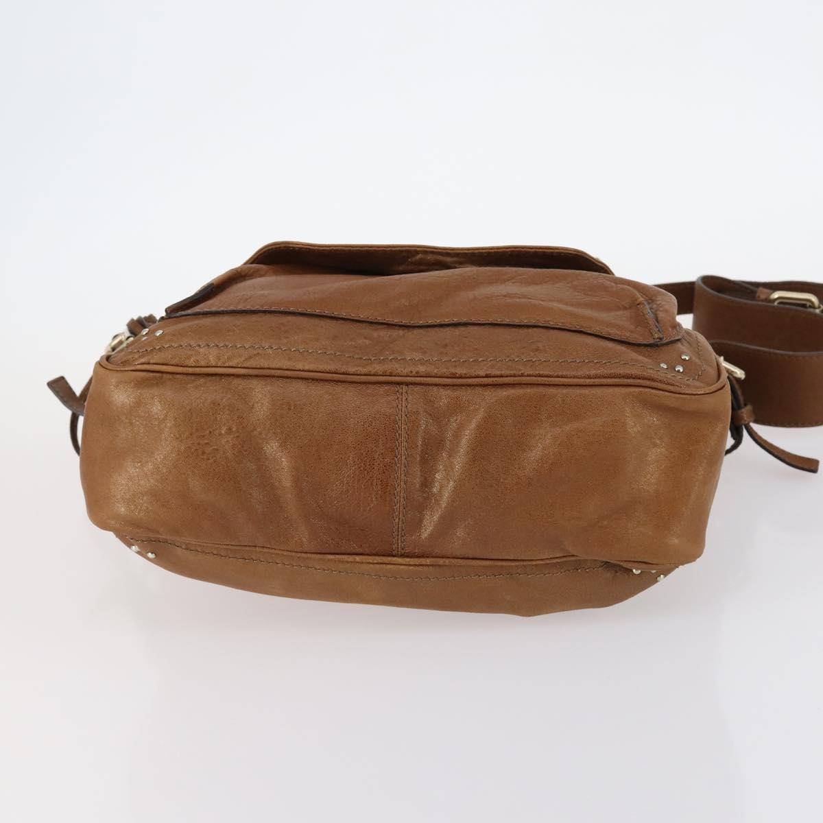 Chloe Paddington Shoulder Bag Leather Brown Gold Auth am9059